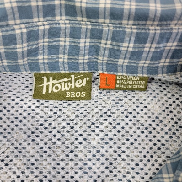 Howler Bros Shirt Mens Large Blue Plaid Long Sleeve Button Front Fishing Hiking - Picture 2 of 10